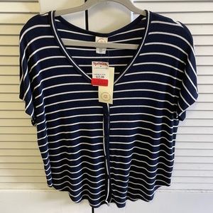 Waffle/Ribbed Striped Button Shirt